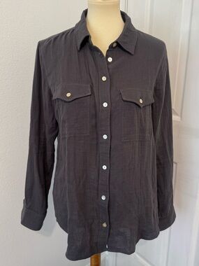 Faherty Indio Dream Cotton Gauze Button Down Shirt Chest Pockets ASO TV Medium